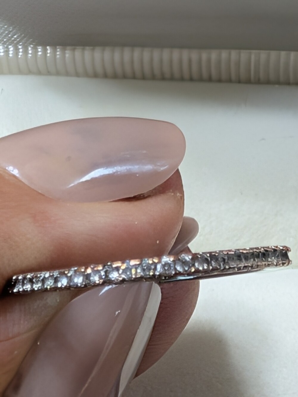 Petite Narrow Silver Micro Diamond Simulant Eternity Band Ring Size 6 - Picture 8 of 8